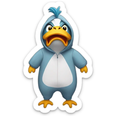 rooster in shark-onesie sticker