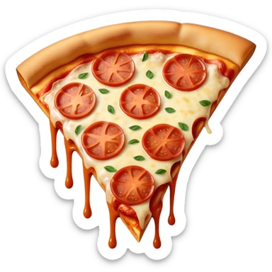 A single slice of pizza with melted cheese and toppings. sticker