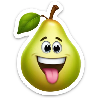 A cute pear with tongue out sticker