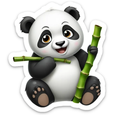 Panda with a really cute face eating bamboo sticker