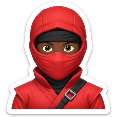 black skin ninja red clothes white background sticker