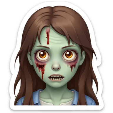 zombie girl pretty with long brown hair with side bangs  sticker
