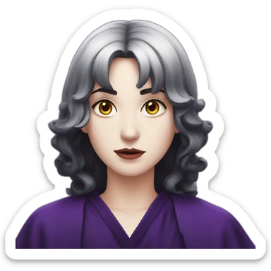 pale beautiful satanic priest with short wavy black hair and violet eyes sticker