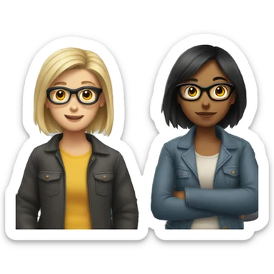 Truck and girl with glasses and dark hair sticker