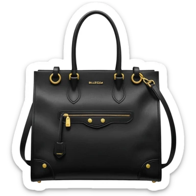 city tote bag from Balenciaga black vintage leather sticker