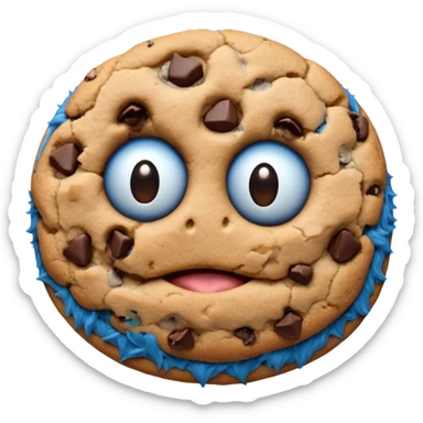 sesame street cookie monster only face and cookie sticker