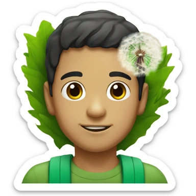 Mexican boy with a dandelion as his har sticker