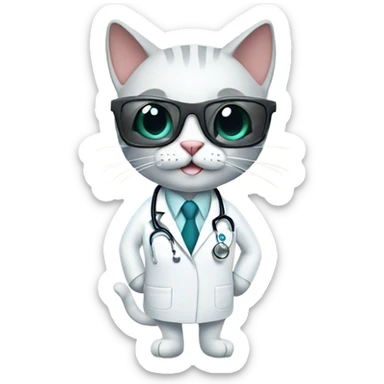 smiling doctor cat wearing black sunglasses sticker