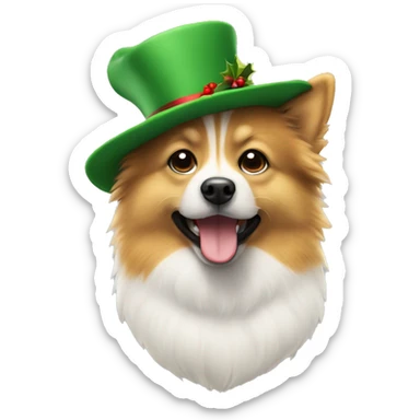Spitz avec chapeau de Noël  sticker