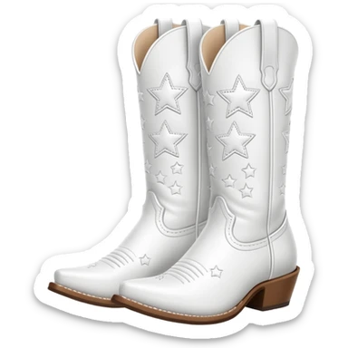 pure white cowgirl boots embossed with white stars on them. all white. sticker