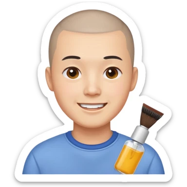 chinese man with buzz cut doing skincare sticker