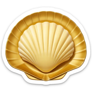 butter in the shape of a shell on a gold vintage sticker
