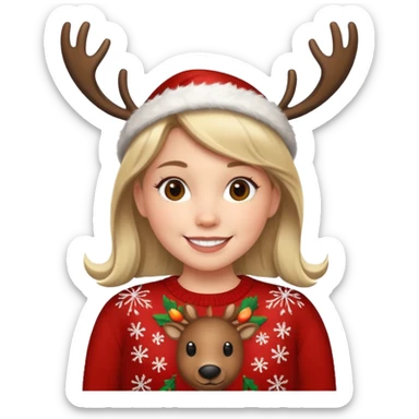 Emma with à reindeer Xmas jumper sticker
