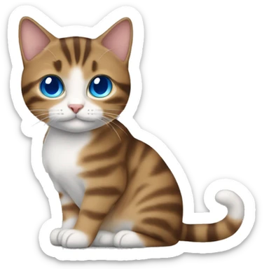 Tabby cat with brunnette tanned blue eyed girl sticker