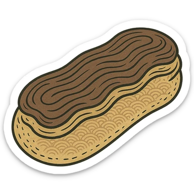 eclair with chocolate glaze ukiyo-e style sticker