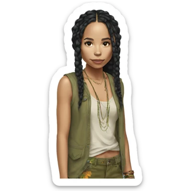 Zoe Kravitz, Portrait, Hippie Clothes sticker