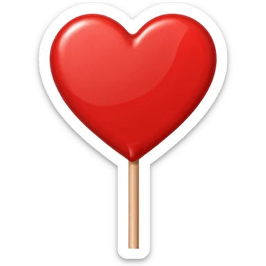 red heart-shaped lollipop on a stick sticker