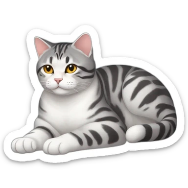 Lying down-cat-American shorthair-cathandswhole body-lie down-Close your eyes. sticker