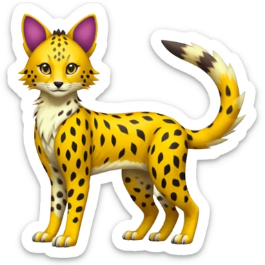Colorful Bobcat-Sergal-Cheetah-Serval-Genet-Pokémon-Digimon-Fakémon-fusion-hybrid-creature sticker
