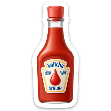 Coral clear syrup in thin tip ketchup squeeze bottle sticker