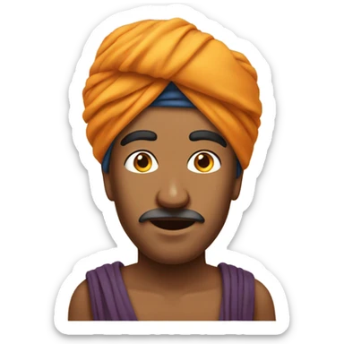 an indian with a half opened turban sticker