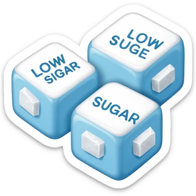 Icon 3 terrones de azúcar con la palabra debajo que diga low sugar sticker