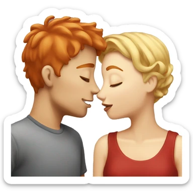 Red head boy kissing blonde hair women  sticker