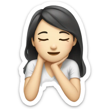 Positive Asian girl have good sleep sticker
