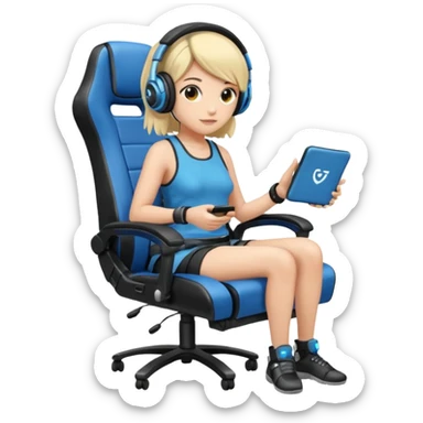 Persona con una silla Gamer auricular Gamer y control de videojuegos sticker