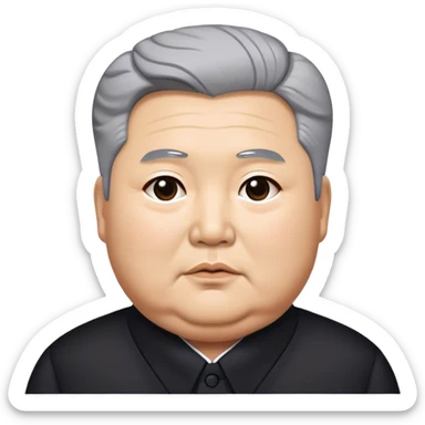 Chubby Grey haired Kim il sung wearing black sticker