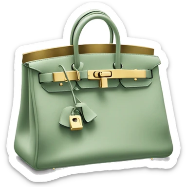 sage green birkin bag with gold metal sticker