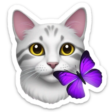 Cat with purple butterfly  sticker