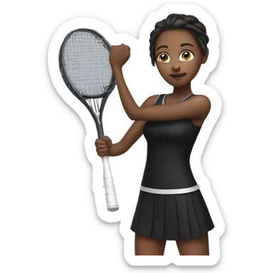 girl in black outfit holding racket sticker