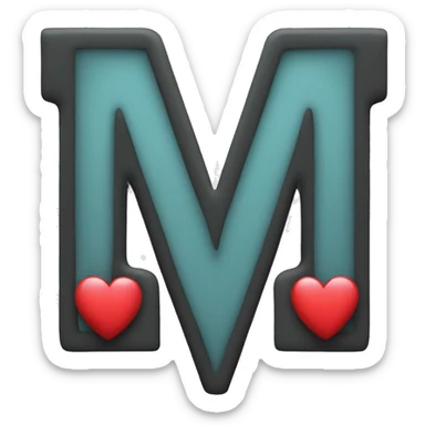 Letter M with a heart sticker