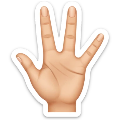 Mano con 3 dedos levantados y 2 dedos abajo sticker