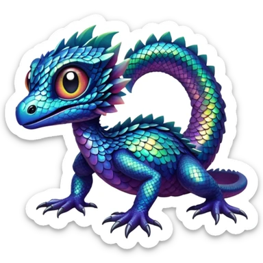 Vibrant dark dull Randomly-colored sparkly exotic Fakémon-creature sticker