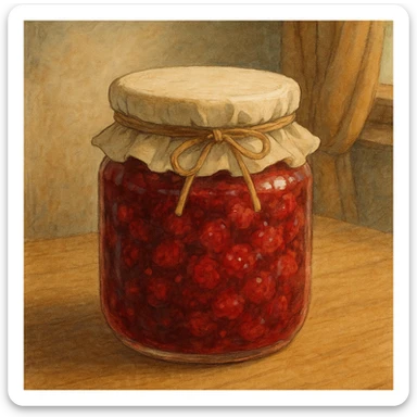 realistic jam jar, cozy, homemade sticker