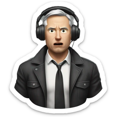 eln musk with a gaming headset on being mad sticker