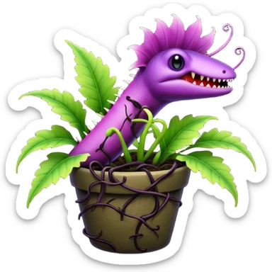 Black and purple Venus flytrap with vines sticker