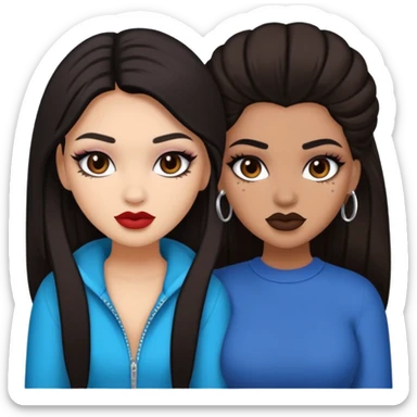 Boujy baddie best friends, trendy heavy makeup both dark hair one light skinned and one light brown  sticker