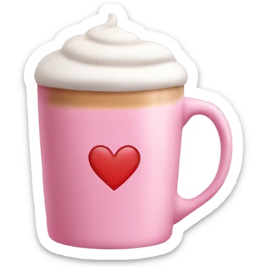 pink mug with latte and heart sticker
