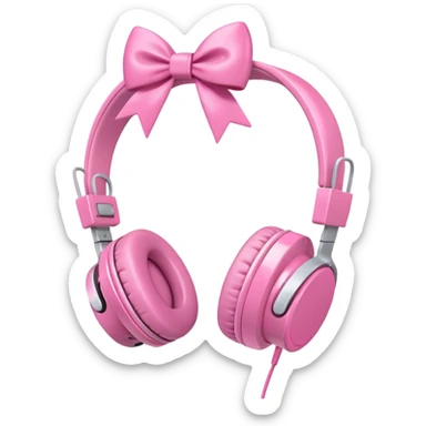  cute headphones with a pink bow  sticker
