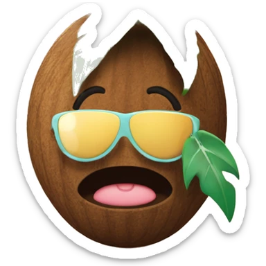 quiero un emoji con un coco y una flor hawaiana que diga gracia  sticker