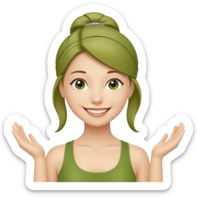 pilates girl in green olive set sticker