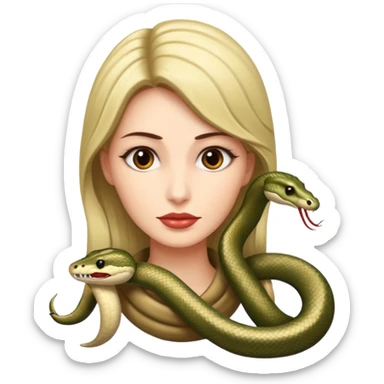 Woman with a very long snake neck  sticker