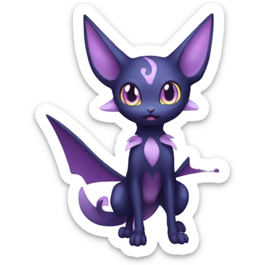 Shiny Cute Kawaii Ethereal Dark Noibat-Delcatty-Espeon-fusion-hybrid full body sticker