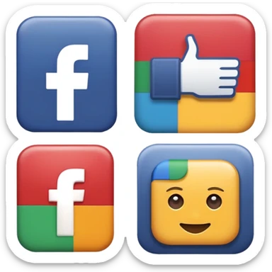 Socail media sauare emoji style icons 
Creat the quadrant with the logos of F.B, X, Trustpilot, Instagram, Youtube, Linkedineach icon is ther only ones, asme size, only icons of the social media that I mentioned only 6 icons and only of the companies that I mentioned sticker