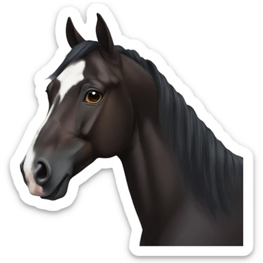 dark bay horse with white blaze portrait sticker