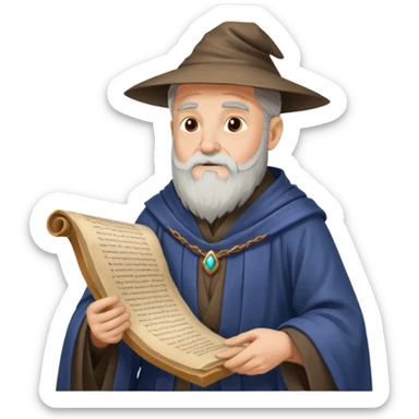 Old Scholar Wizard – gray beard, reading ancient scroll. sticker