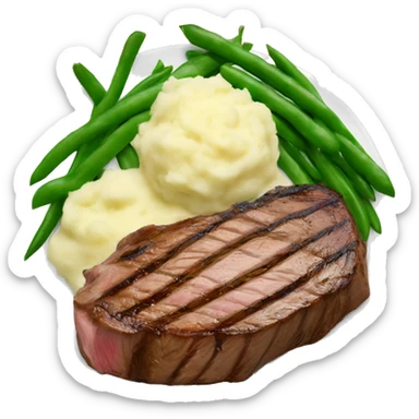 Steak with green beans and buttery mashed potatoes sticker